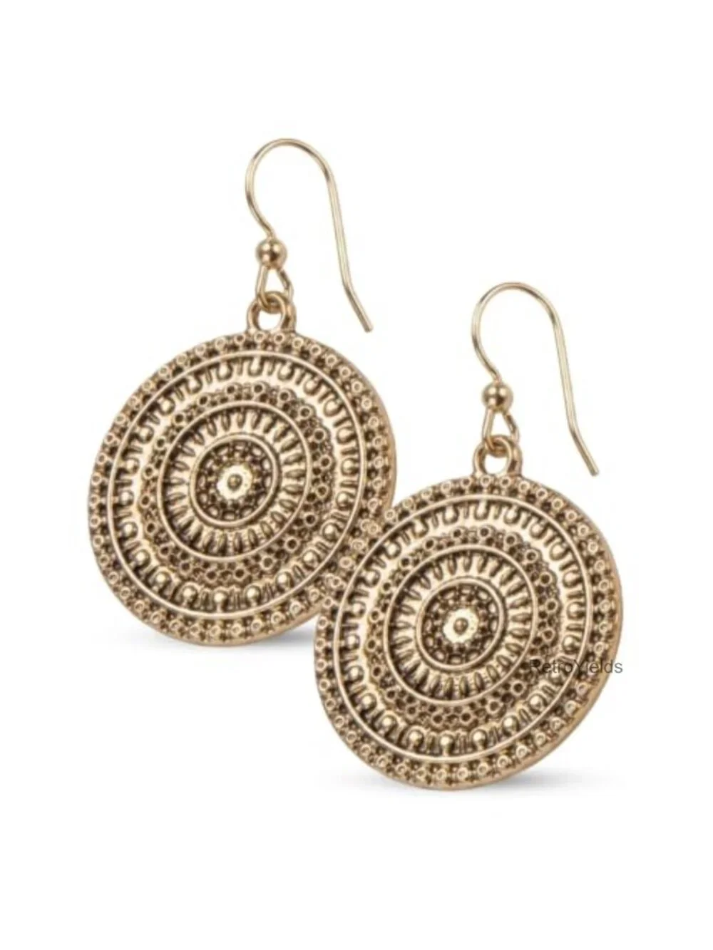 Boho Earrings for Women - Lightweight Zinc Metal Dangle with Mandala Design